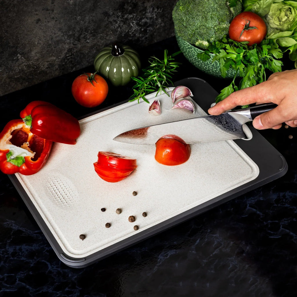 Avtoit | Hygienic stainless steel cutting board with non-slip handle for precise cutting