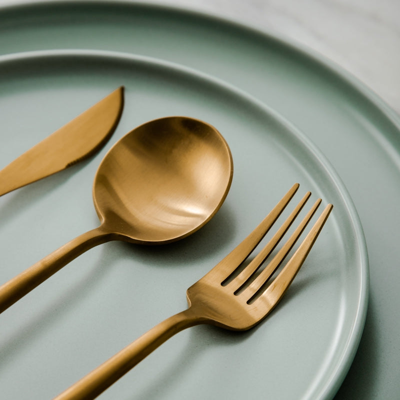 Avtoit | Minimalist Flatware Set – 20-Piece Titanium-Coated Stainless Steel Cutlery | Modern Matte Finish for Elegant Dining