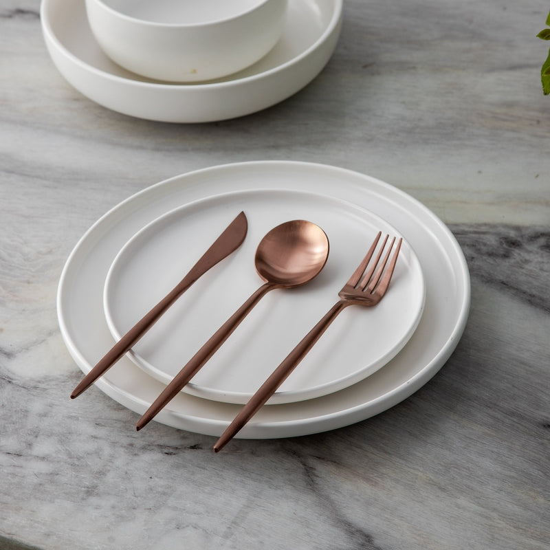 Avtoit | Minimalist Flatware Set – 20-Piece Titanium-Coated Stainless Steel Cutlery | Modern Matte Finish for Elegant Dining