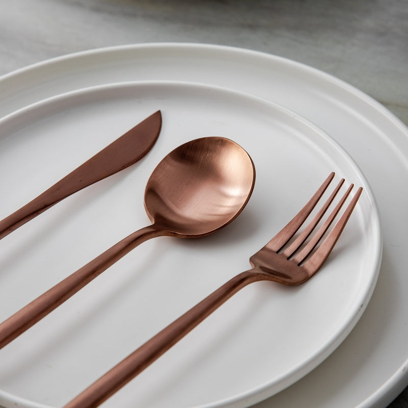Avtoit | Minimalist Flatware Set – 20-Piece Titanium-Coated Stainless Steel Cutlery | Modern Matte Finish for Elegant Dining