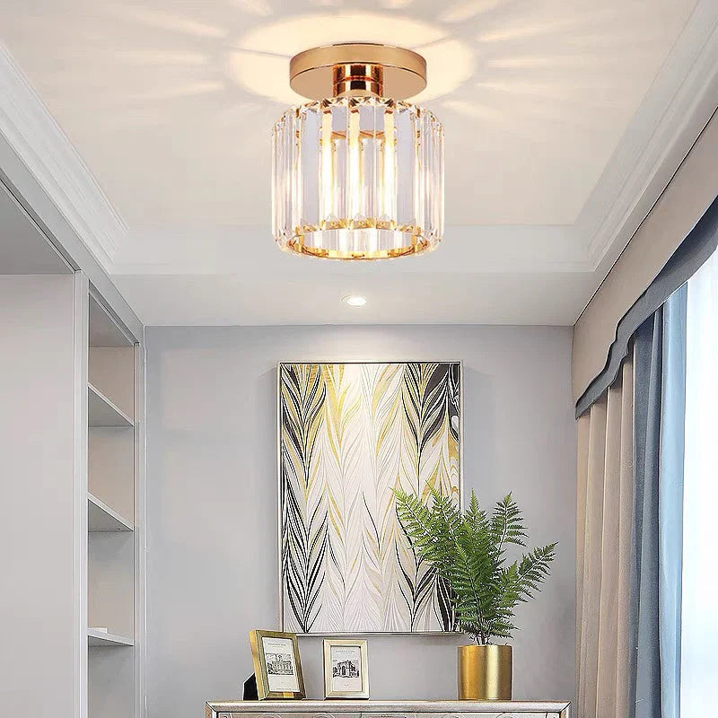 Avtoit | Modern Crystal Ceiling Light with Gold and Black Accents – Stylish Lighting for Your Home