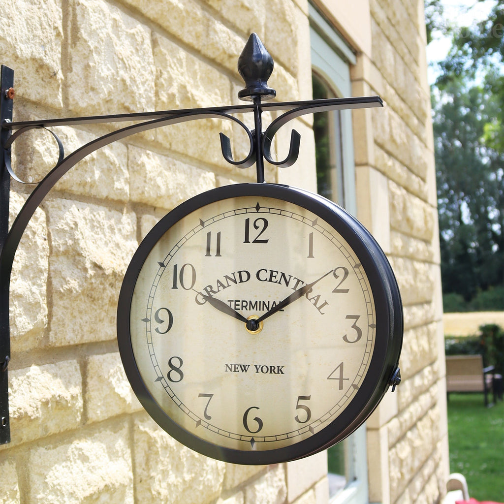 Avtoit | Black Double Sided Railway Outdoor Clock