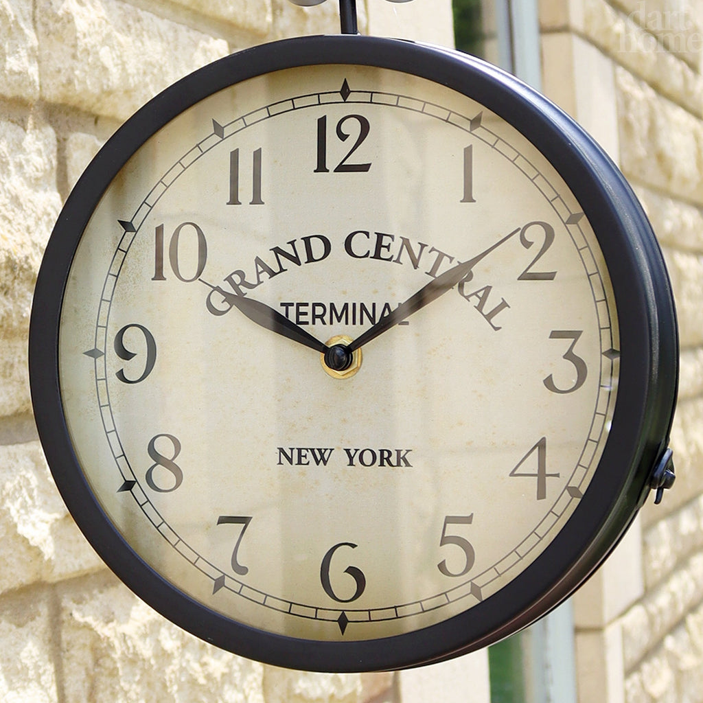 Avtoit | Black Double Sided Railway Outdoor Clock