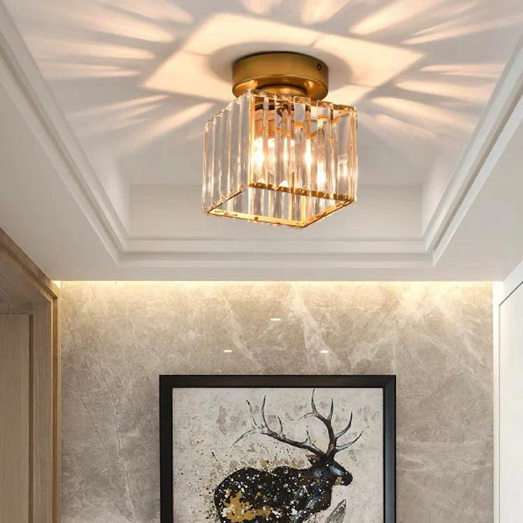 Avtoit | Modern Crystal Ceiling Light with Gold and Black Accents – Stylish Lighting for Your Home