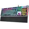 Avtoit | AULA F2088 108 Keys Mixed Light Plating Punk Mechanical Brown Switch Wired USB Gaming Keyboard with Metal Key (Silver)