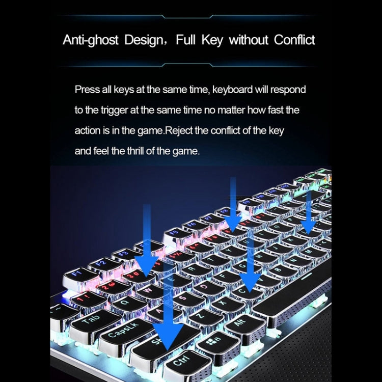 Avtoit | AULA F2088 108 Keys Mixed Light Plating Punk Mechanical Brown Switch Wired USB Gaming Keyboard with Metal Key (Silver)