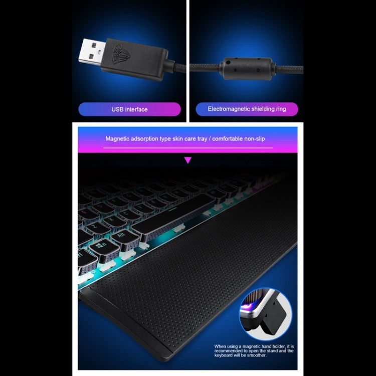 Avtoit | AULA F2088 108 Keys Mixed Light Plating Punk Mechanical Brown Switch Wired USB Gaming Keyboard with Metal Key (Silver)