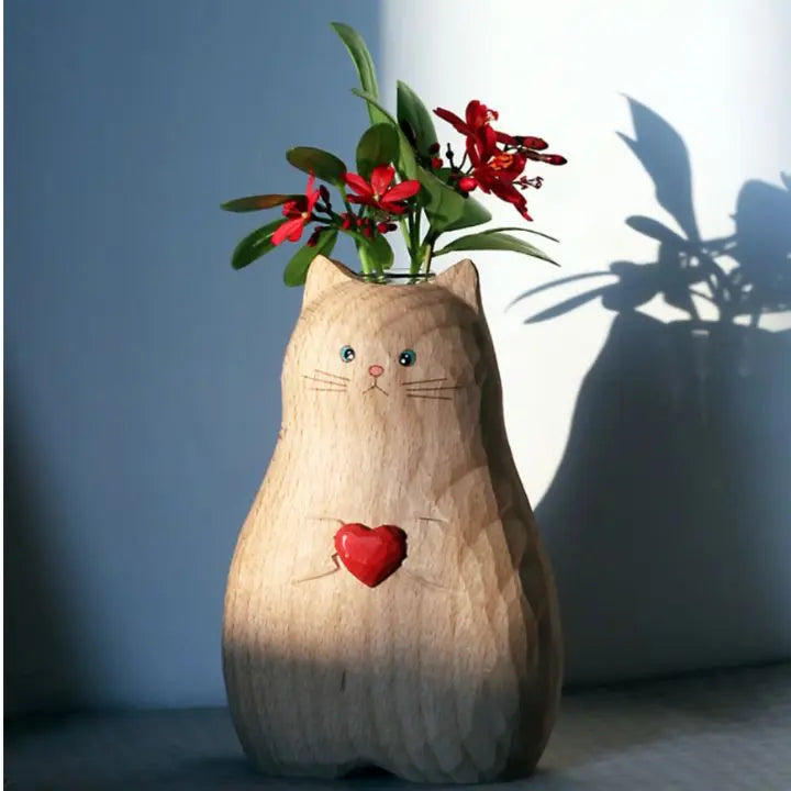 Avtoit | Cat wooden vase – Decor & gift for cat lovers