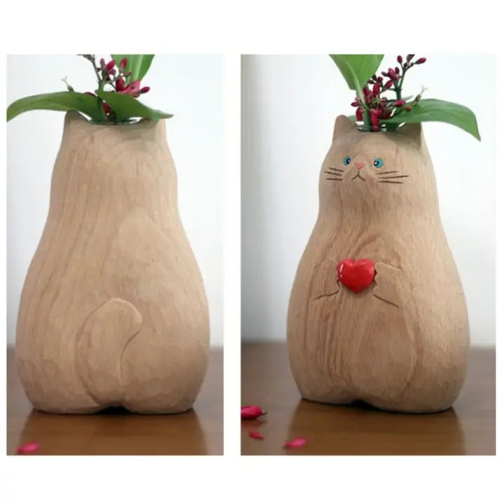 Avtoit | Cat wooden vase – Decor & gift for cat lovers