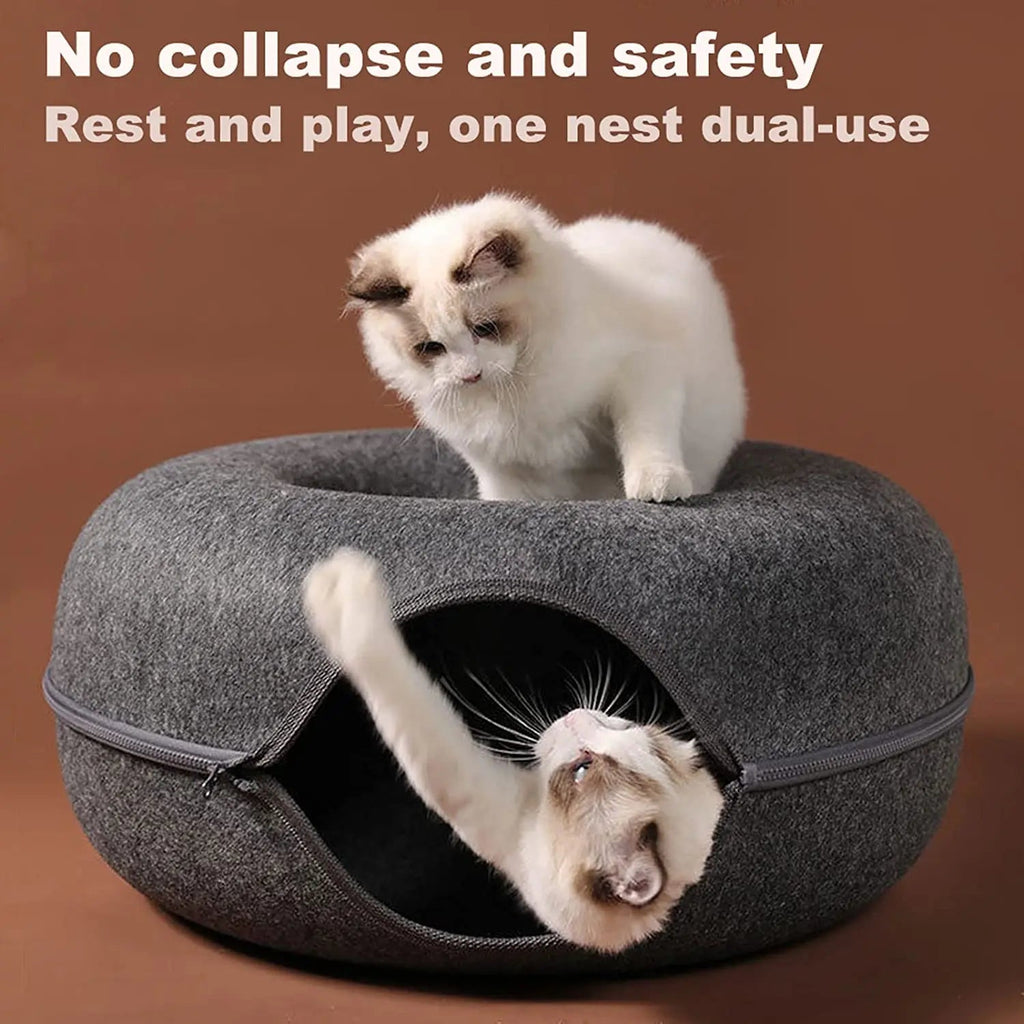 Avtoit | Cat tunnel bed made of wool felt – Play and retreat space