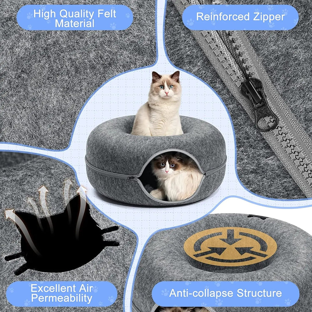 Avtoit | Cat tunnel bed made of wool felt – Play and retreat space