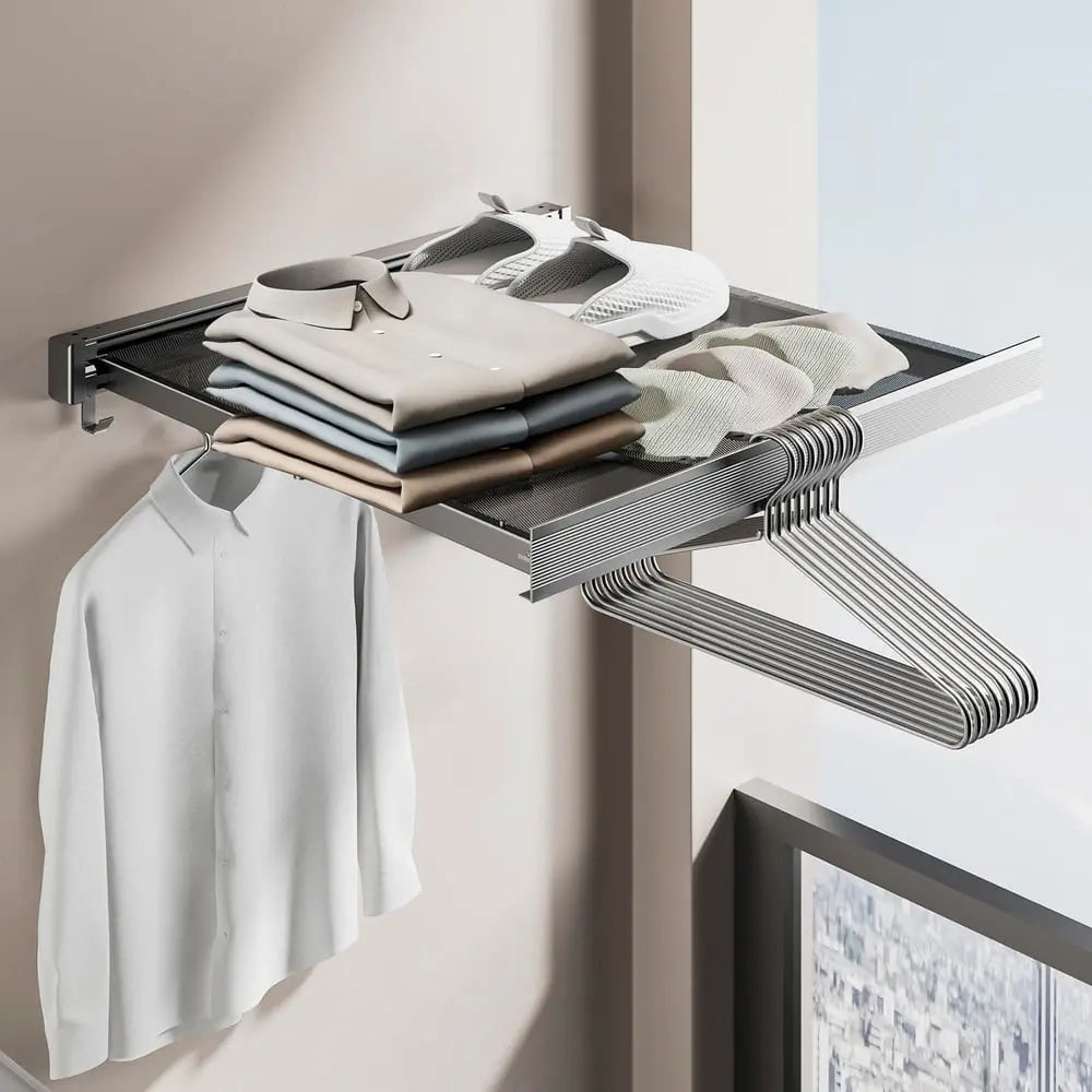 Avtoit | Foldable wall shelf for laundry – space-saving with double drying area