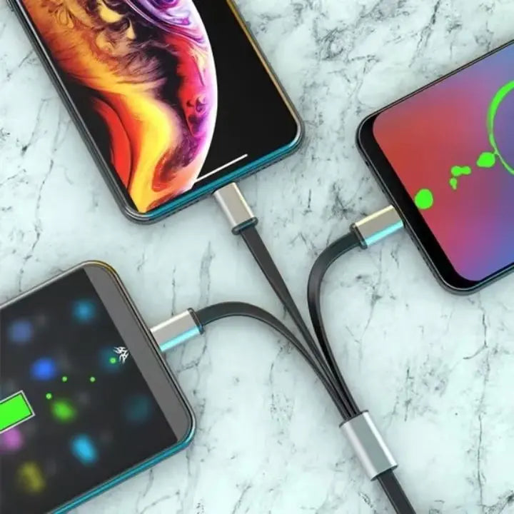 Avtoit | Compact 3-in-1 Fast Charging Cable with Lightning, Micro, and Type-C Connector