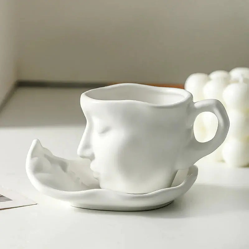 Ceramic Face-Design Coffee Mug with Heat-Resistant Finish