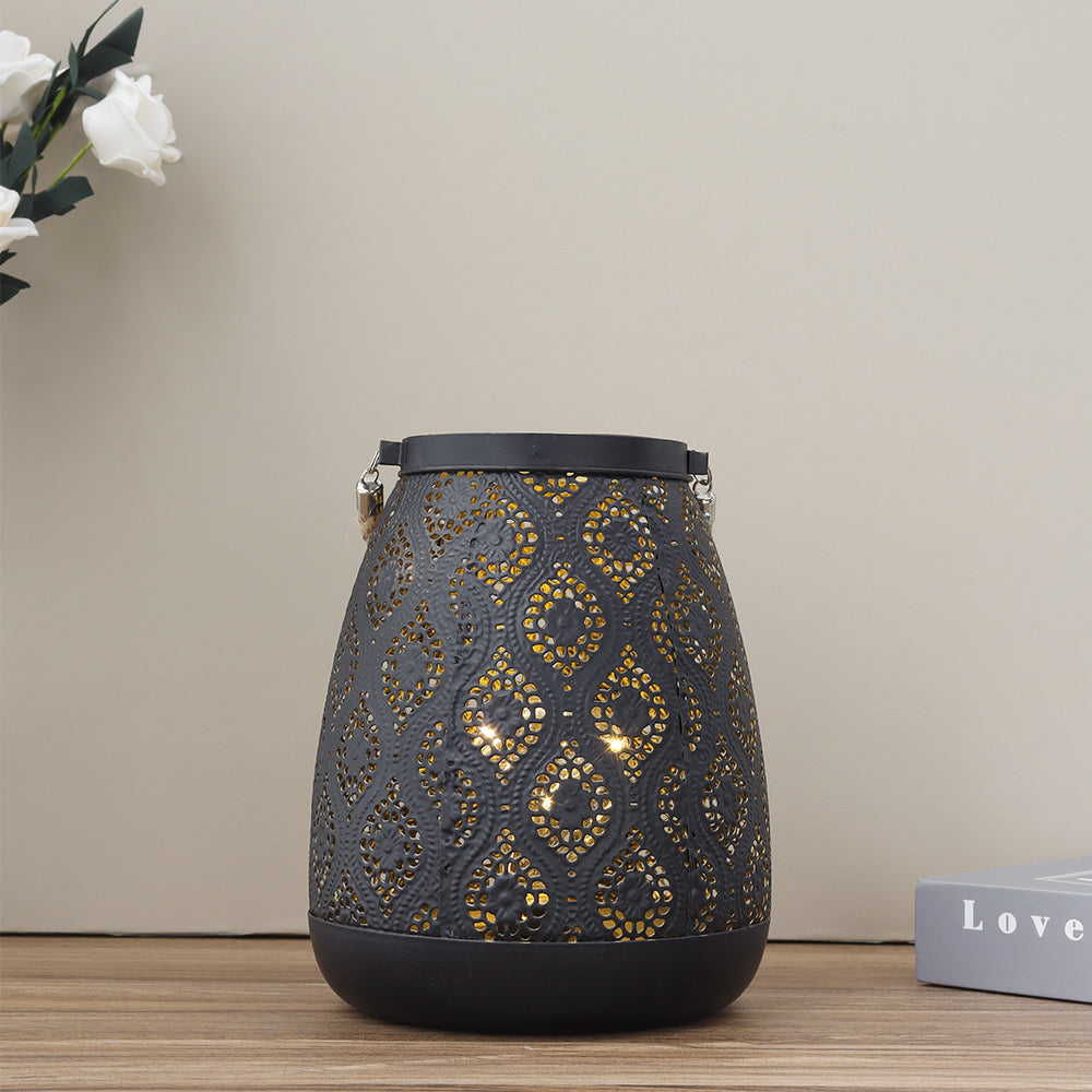 Avtoit | Moroccan Style Black Metal Battery Operated Table Lamp - Cordless Lamp