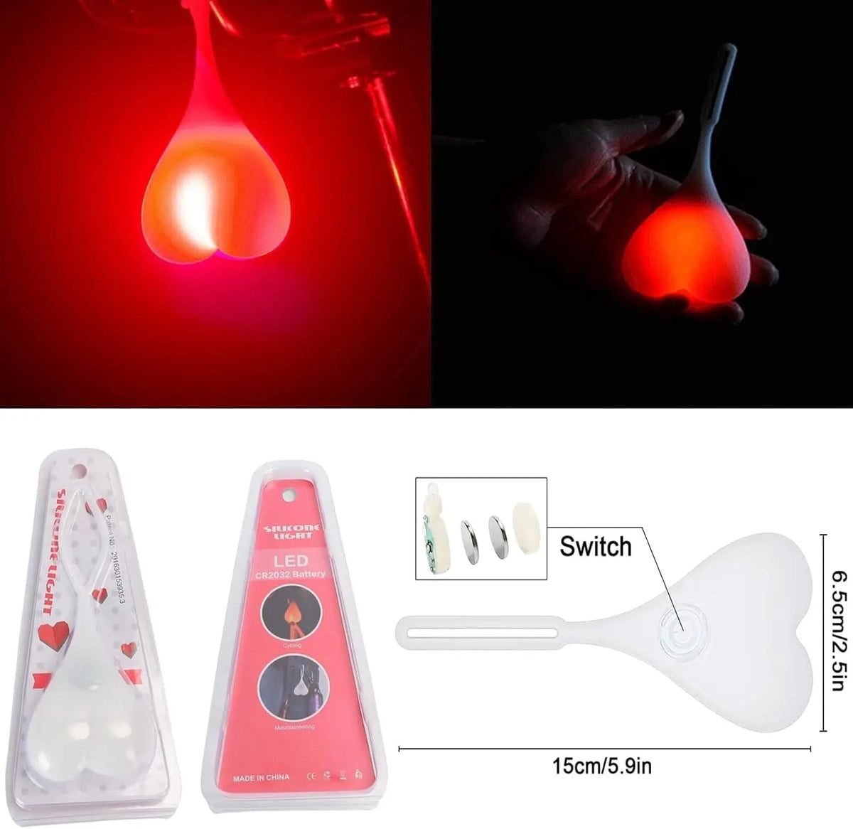 Avtoit | LED bicycle rear light in heart shape – For better visibility in road traffic