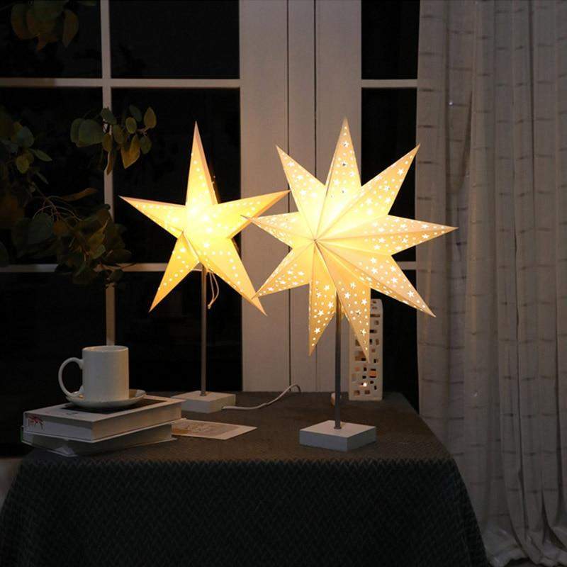 Avtoit | StellarGlow | Radiant LED Star Table Lamp – Wooden Base Ambient Light for Bedroom & Living Room Décor