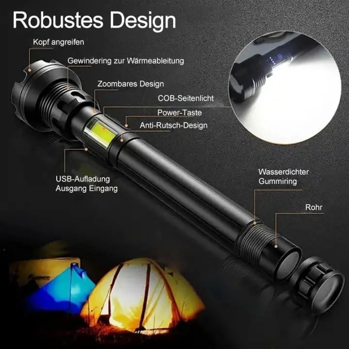 Avtoit | LED flashlight with laser – rechargeable & robust