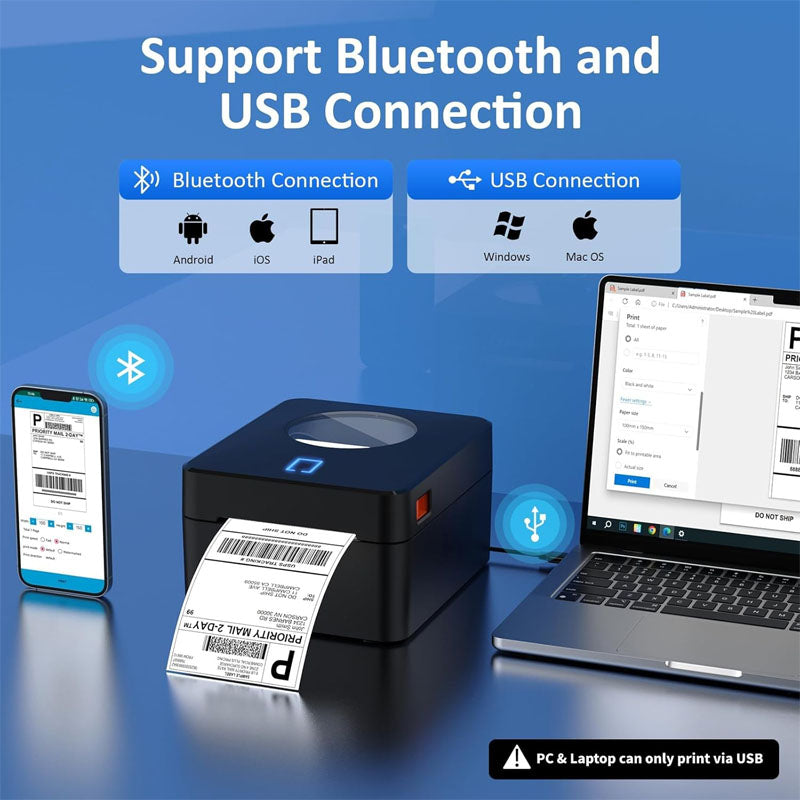 Avtoit | Label Printer  4x6 Bluetooth Thermal Label Printer with Automatic Label Recognition for Shipping Packages