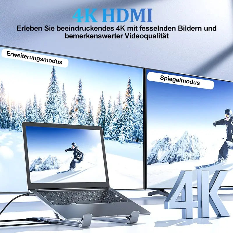 Avtoit | Foldable laptop stand with 8-in-1 hub – For tech enthusiasts & fast charging fans