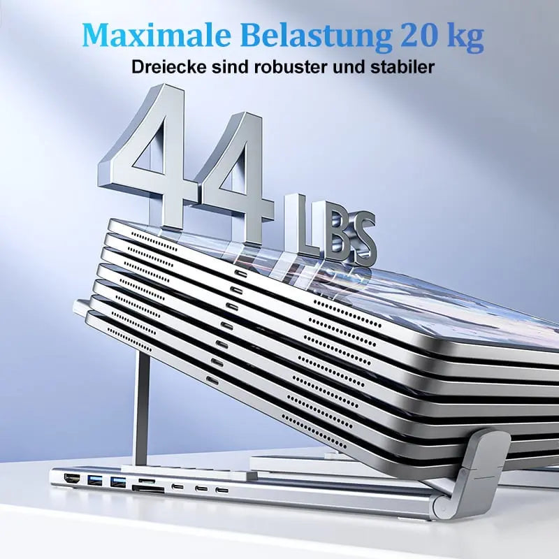 Avtoit | Foldable laptop stand with 8-in-1 hub – For tech enthusiasts & fast charging fans
