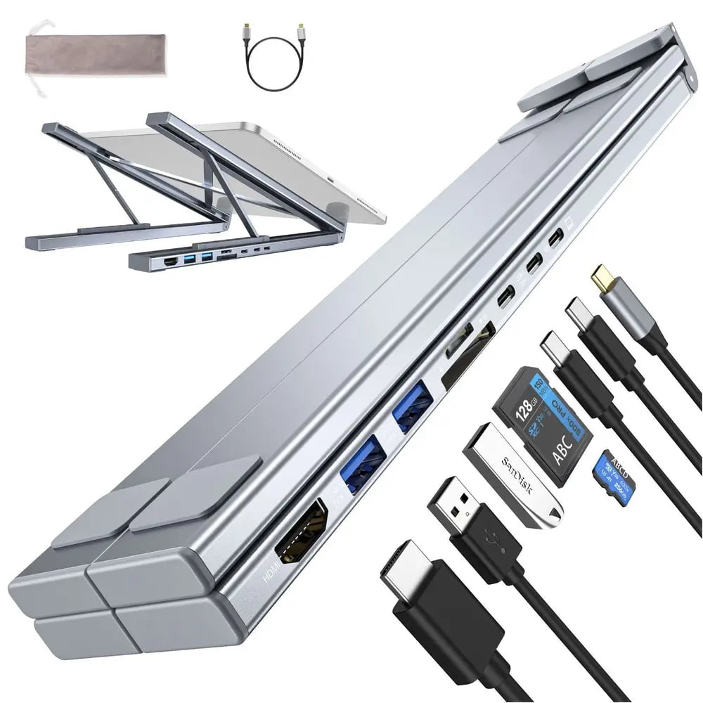 Avtoit | Foldable laptop stand with 8-in-1 hub – For tech enthusiasts & fast charging fans