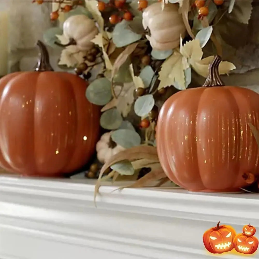 Avtoit | Illuminated Pumpkins with Star Light – Decorative Autumn Accent with Timer