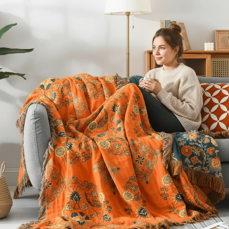 Avtoit | Reversible blanket in Marigold design for cozy warmth