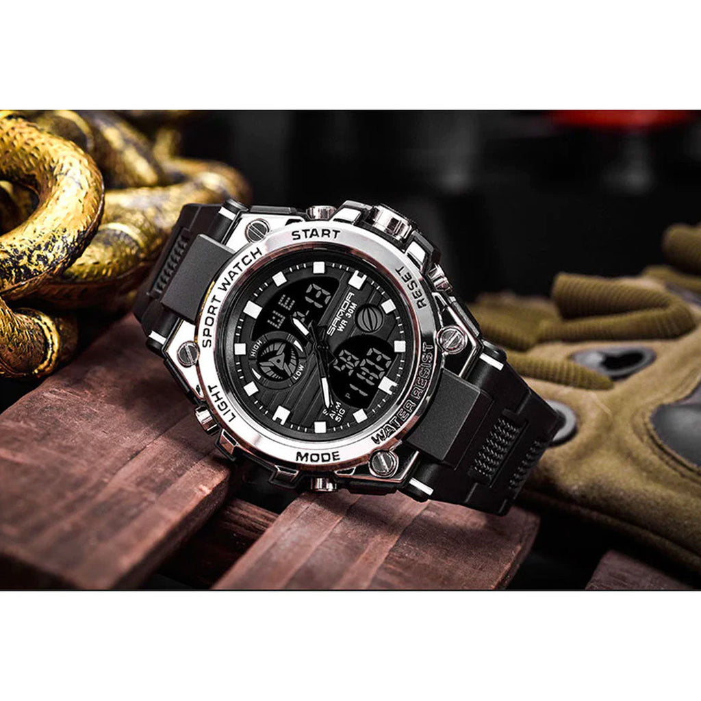 Men's Analog-Digital Military Watch with Multifunction Display