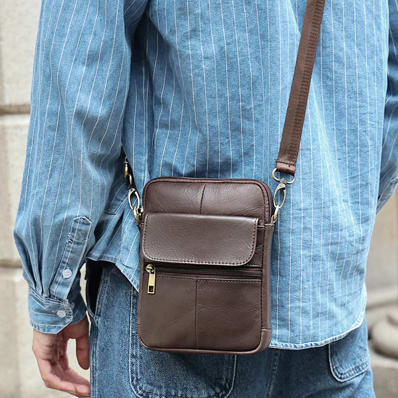 Avtoit | Men’s Small Genuine Leather Shoulder Bag – Compact Crossbody with Adjustable Strap