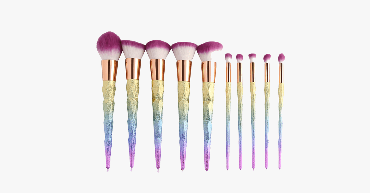 Avtoit | Rainbow Makeup 10-piece Brush Set - Add some rainbow sparkle to your makeup collection
