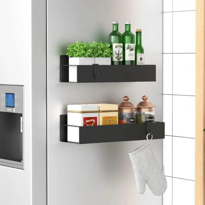 Magnetic Spice Storage Shelf for Refrigerator or Metal Surfaces, No Assembly