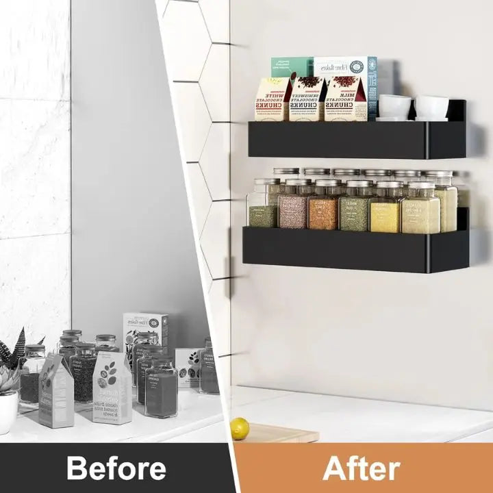 Magnetic Spice Storage Shelf for Refrigerator or Metal Surfaces, No Assembly