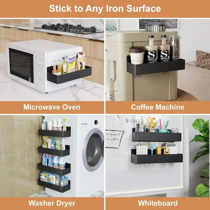 Magnetic Spice Storage Shelf for Refrigerator or Metal Surfaces, No Assembly