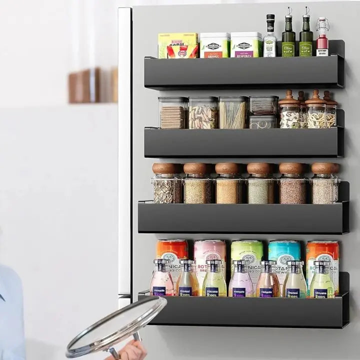 Magnetic Spice Storage Shelf for Refrigerator or Metal Surfaces, No Assembly
