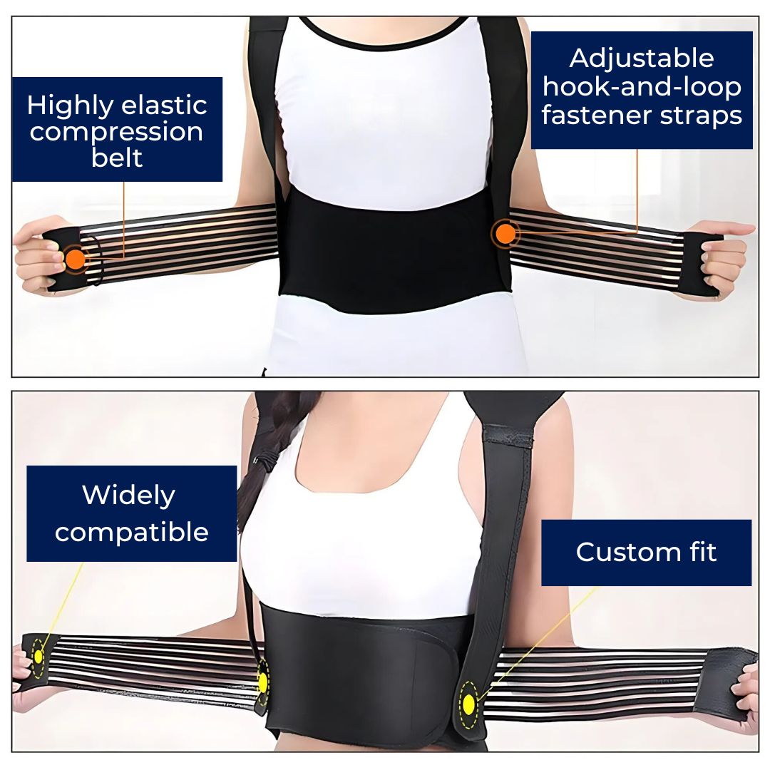 Avtoit | Self-Heating Back Support Brace | Adjustable Heated Posture Corrector for Back Pain Relief & Improved Posture