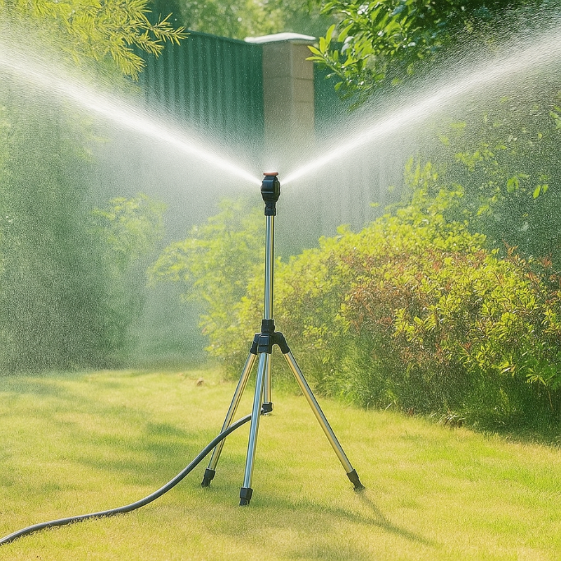 Avtoit | High-Pressure Rotating Tripod Sprinkler | 360° Coverage, Adjustable Height & Quick Setup for Garden Care and Summer Fun