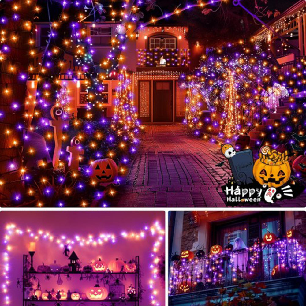 Avtoit | Halloween LED String Lights – Purple and Orange Fairy Lights for Outdoor Terrace, Garden, Street, Home, Christmas, and Party Decor