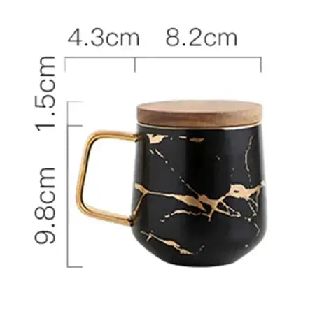 Avtoit | Marble Pattern Coffee Mug with Gold Decoration