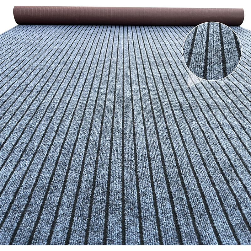 Gray Marine Carpet with Ribbed Non-Slip Surface, 44 × 94 in