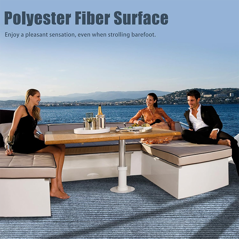 Gray Marine Carpet with Ribbed Non-Slip Surface, 44 × 94 in