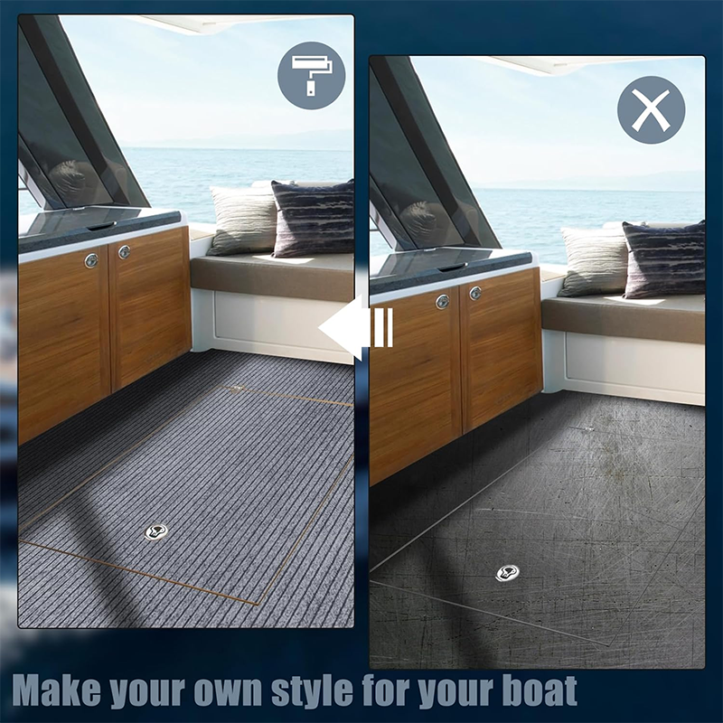 Gray Marine Carpet with Ribbed Non-Slip Surface, 44 × 94 in