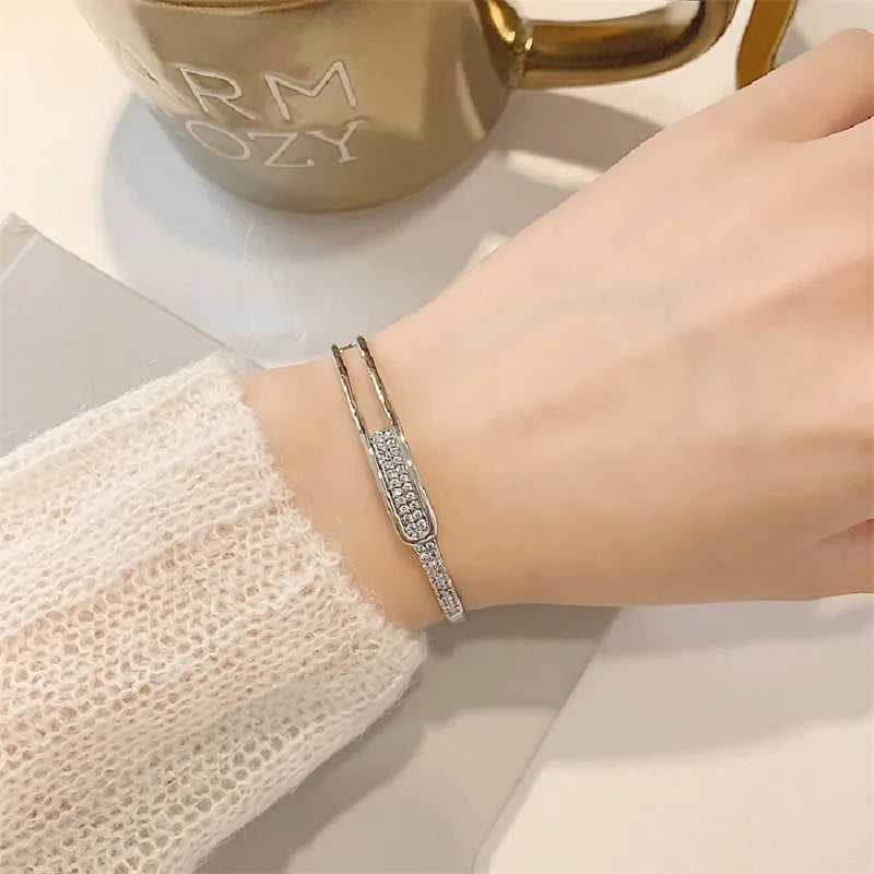 Avtoit | Open bracelet made of 925 sterling silver with zirconia