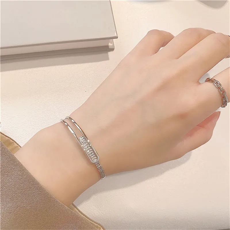 Avtoit | Open bracelet made of 925 sterling silver with zirconia