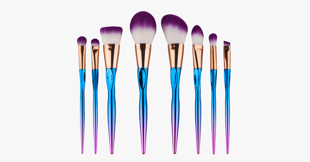 Avtoit | 8-piece rainbow mermaid brush set – Get ready for any occasion with a flawless look