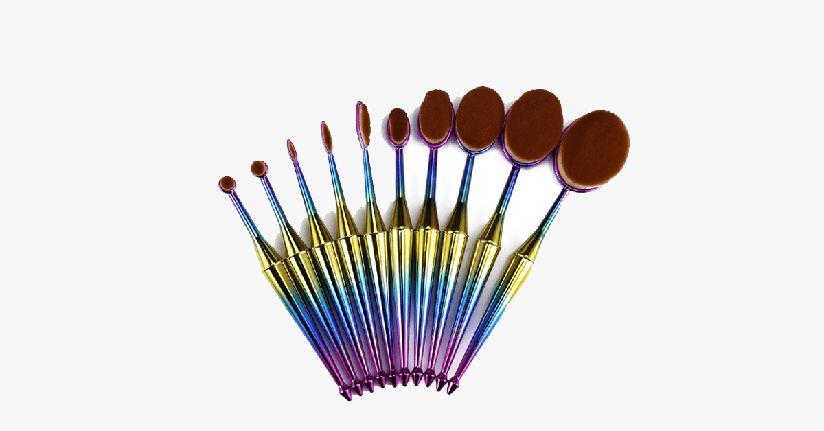 Avtoit | Mermaid 10-piece oval brush set - Add some extra color to your makeup brushes