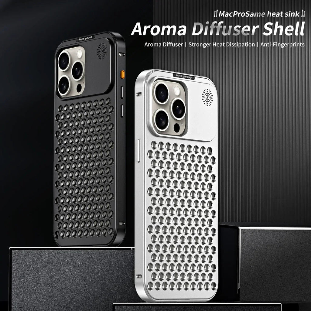 Avtoit | Breathable Perfume Aluminum alloy Heat Dissipation Phone Case For iPhone 12 13 14 15 Pro Max Plus Detachable Cover