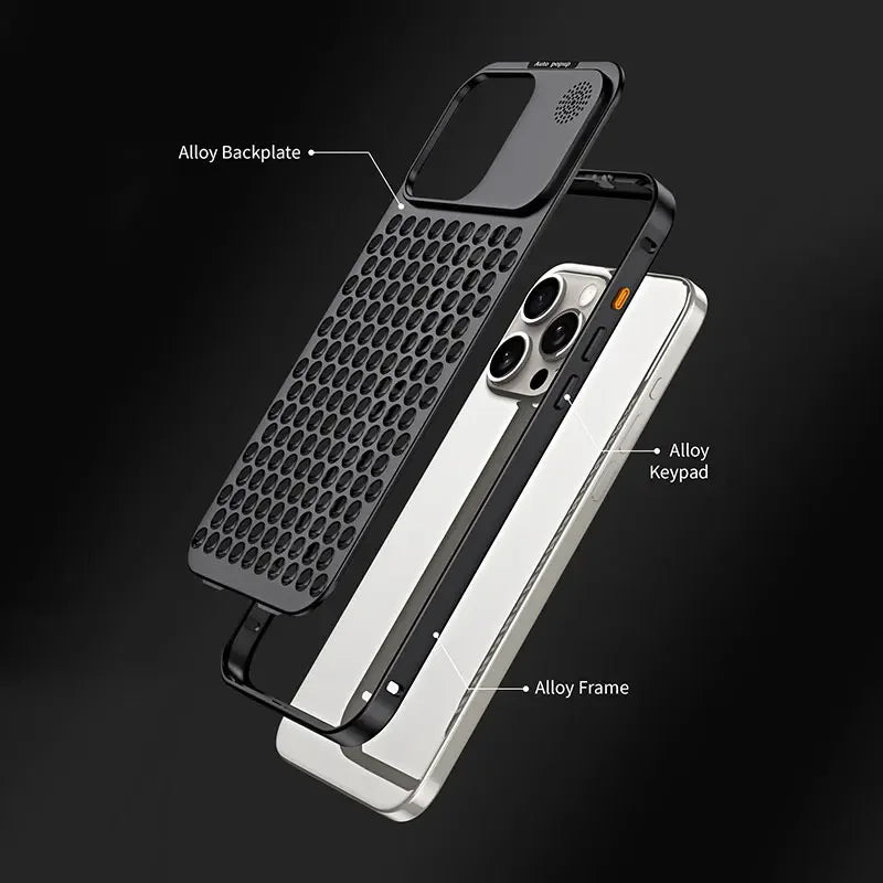 Avtoit | Breathable Perfume Aluminum alloy Heat Dissipation Phone Case For iPhone 12 13 14 15 Pro Max Plus Detachable Cover