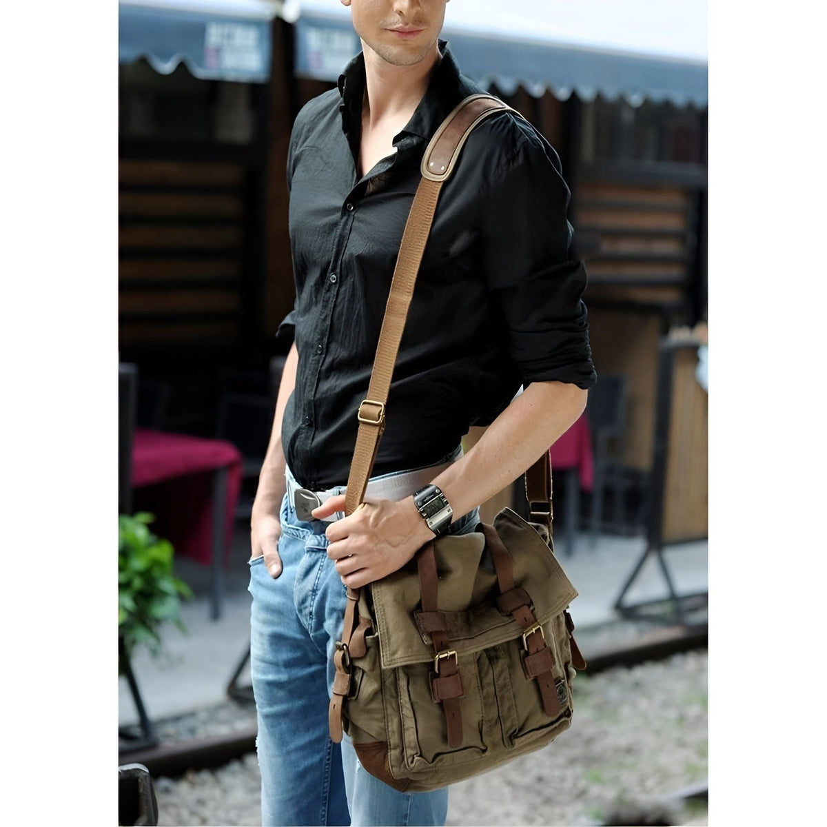 Avtoit | Michael Bag – Vintage Canvas Messenger Bag for Men with Leather Accents