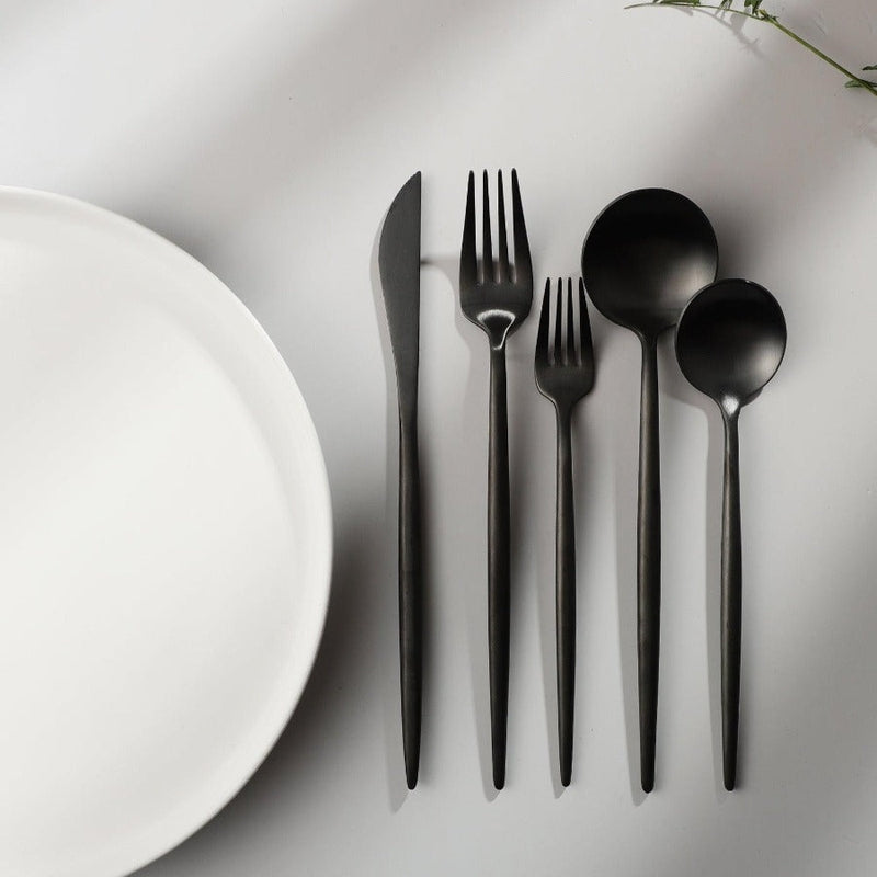 Avtoit | Minimalist Flatware Set – 20-Piece Titanium-Coated Stainless Steel Cutlery | Modern Matte Finish for Elegant Dining